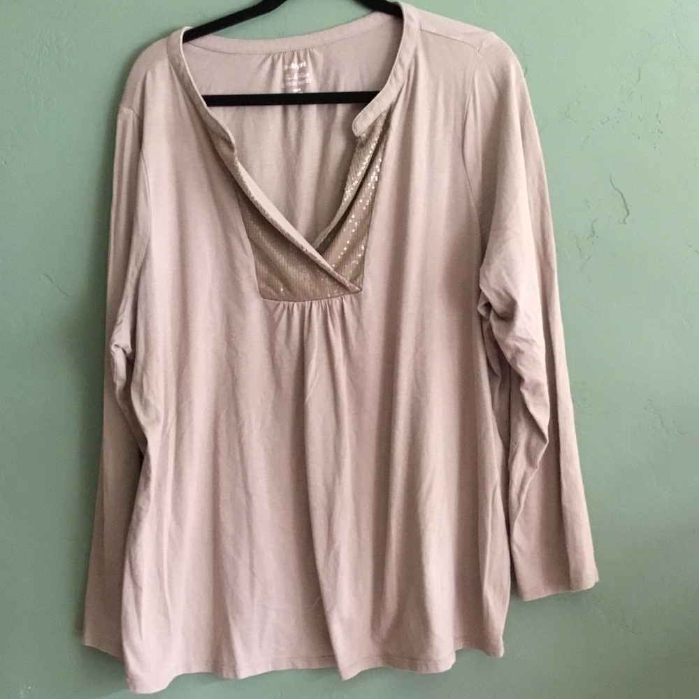 Bedazzled Neckline Henley